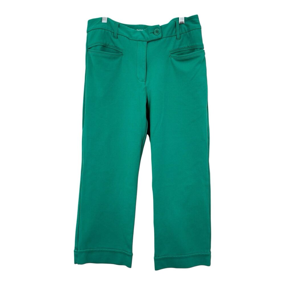 Betabrand Crop Lite Dress Pants Size Medium Yoga Cuffed Green Stretch